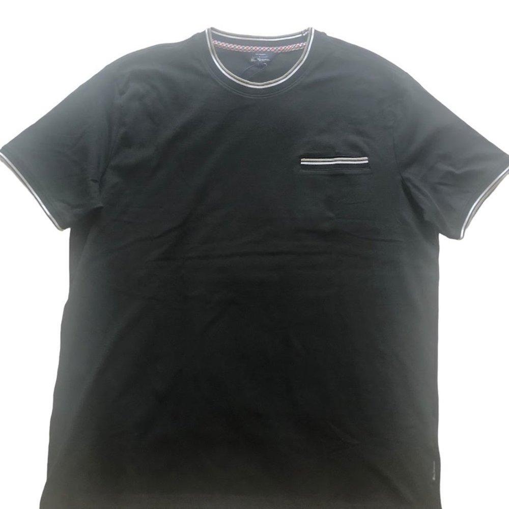 Ben Sherman Men's Short Sleeve Crew Neck Front Pocket T-Shirt Black